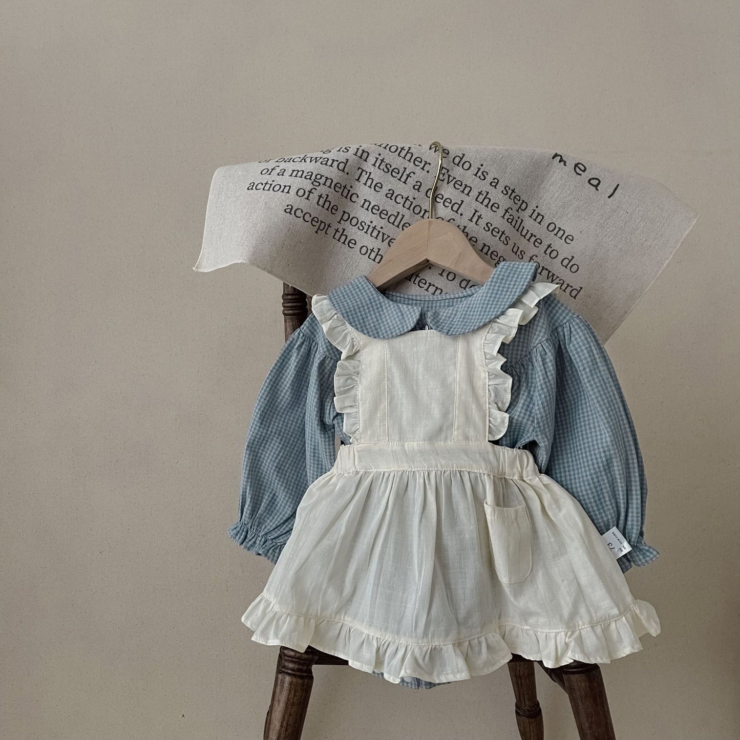 Doll Collar Jumpsuit & Skirt Set - Sweet Vintage Style for Little Ladies