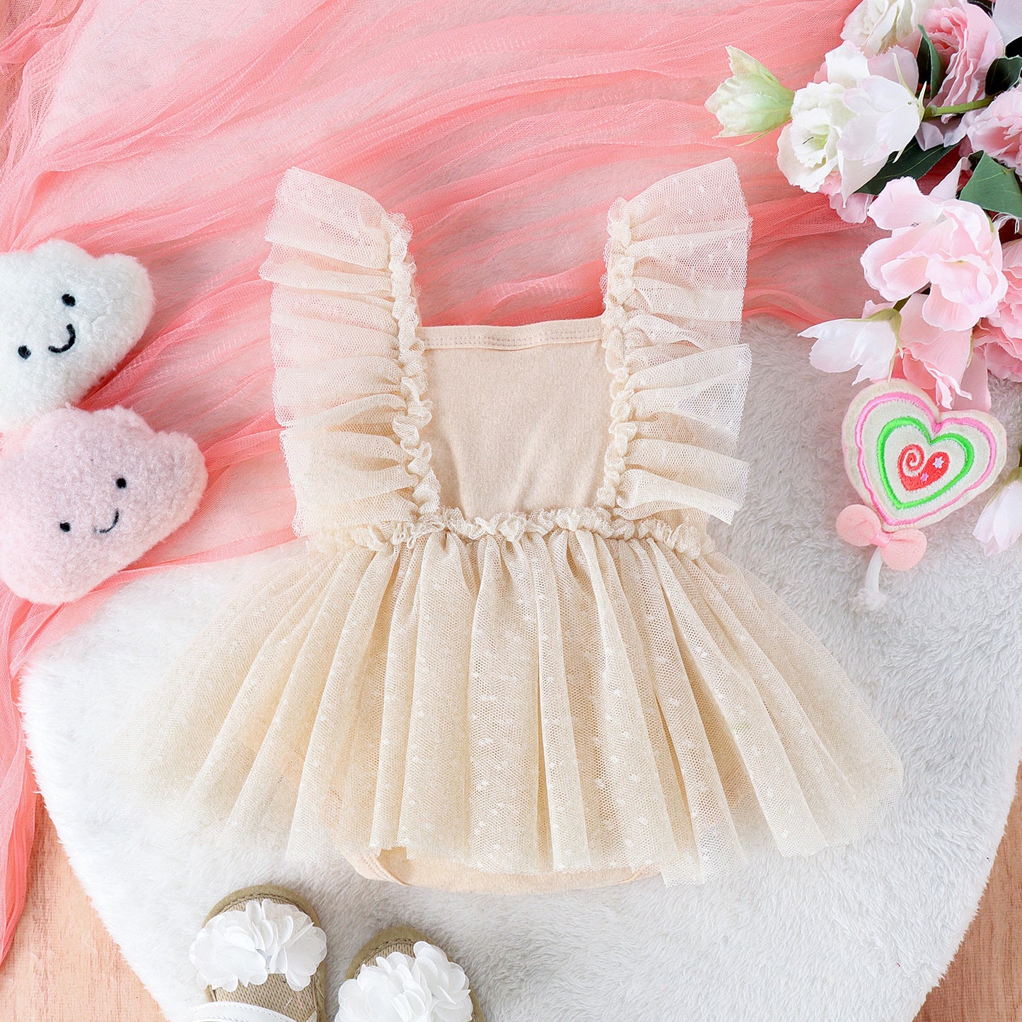 Sweet Triangle Jumpsuit - Sleeveless Summer Romper for Baby Girls