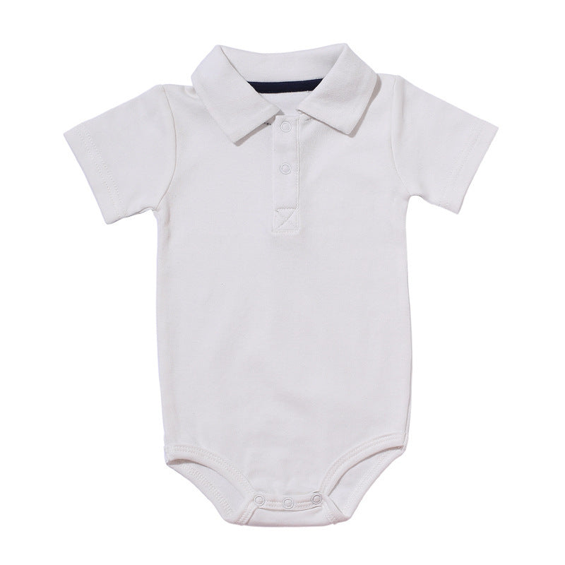 Korean Style Cotton Romper - Short Sleeve Summer Comfort with Concealed Buttons