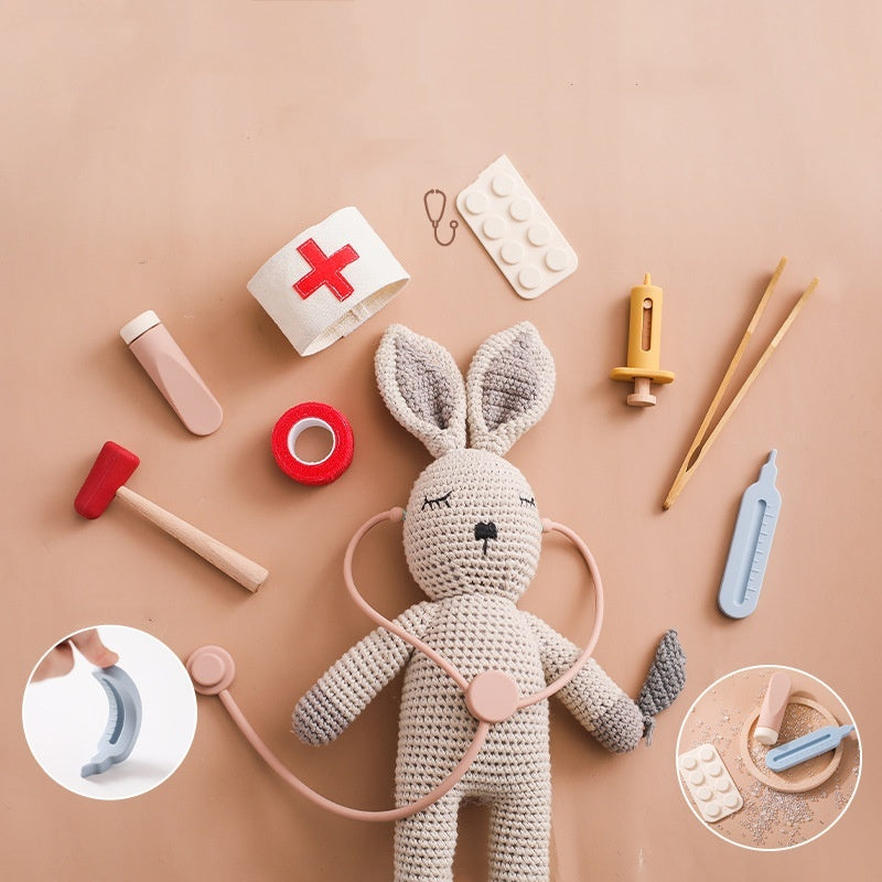 Wooden Doctor Play Set - Interactive Medical Kit for Little Healers