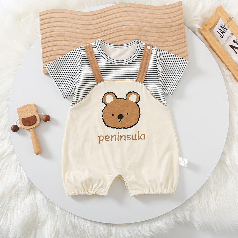 Bear Buddy Jumpsuit - Korean Style Summer Romper for Little Cubs