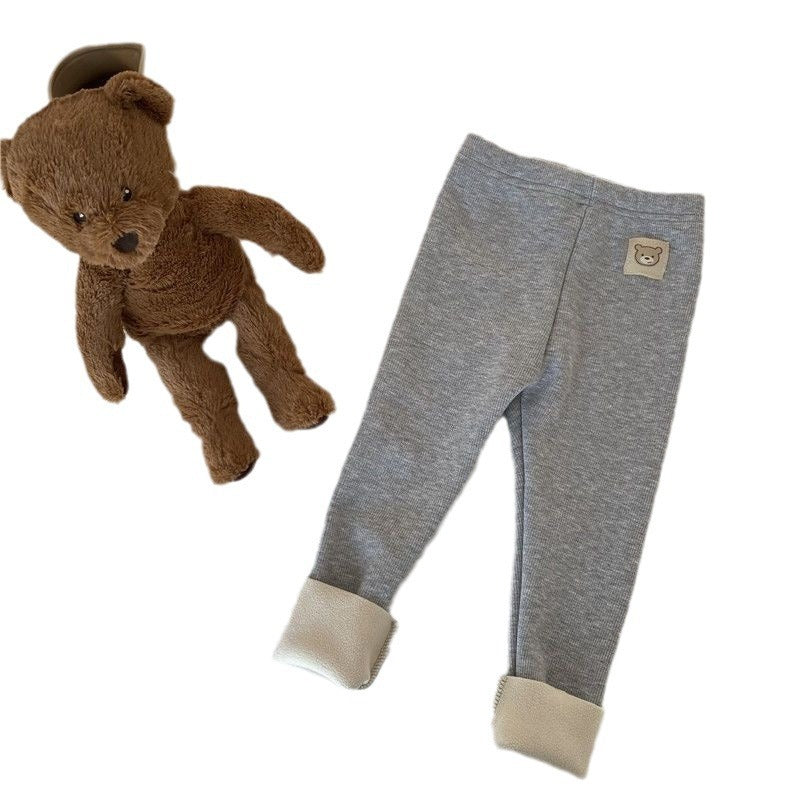 Cozy Wool-Lined Leggings - Korean Style Winter Warmth for Little Ones
