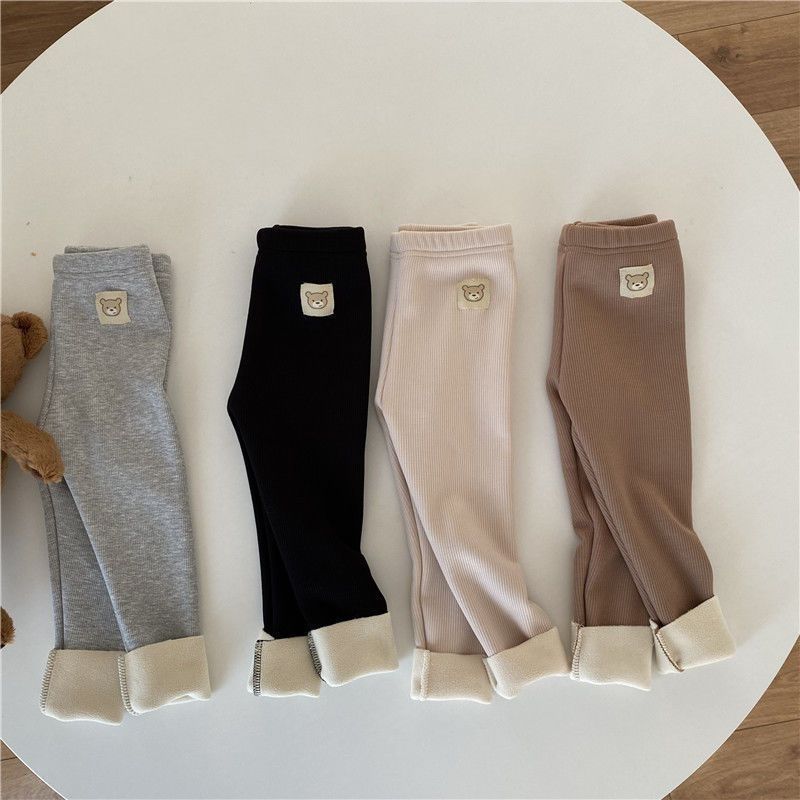 Cozy Wool-Lined Leggings - Korean Style Winter Warmth for Little Ones
