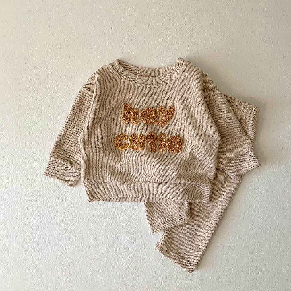 Letter Print Cozy Set - Korean Style Cotton Outfit for Little Scholars