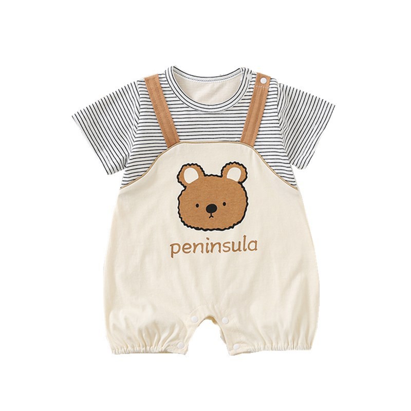 Bear Buddy Jumpsuit - Korean Style Summer Romper for Little Cubs
