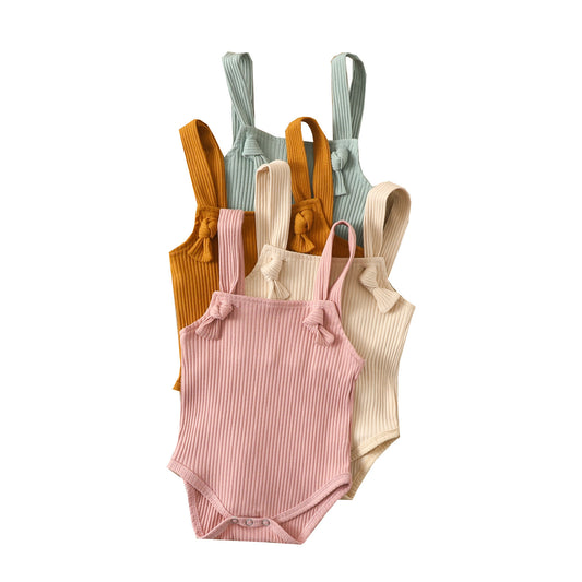 Cotton Hollow Stripe Romper - Breezy Summer Comfort for Little Girls