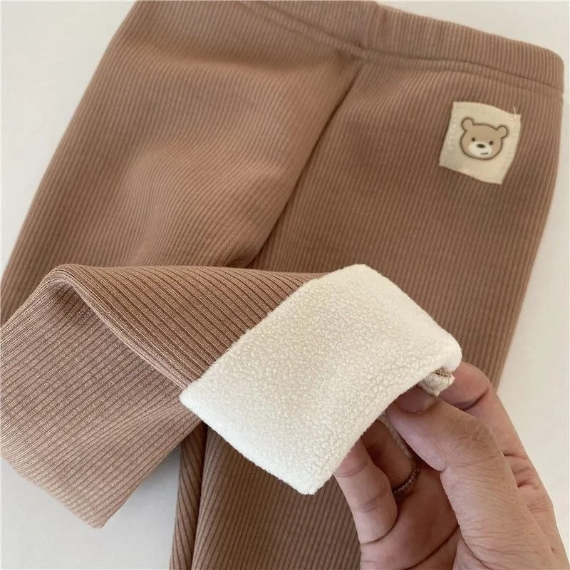 Cozy Wool-Lined Leggings - Korean Style Winter Warmth for Little Ones