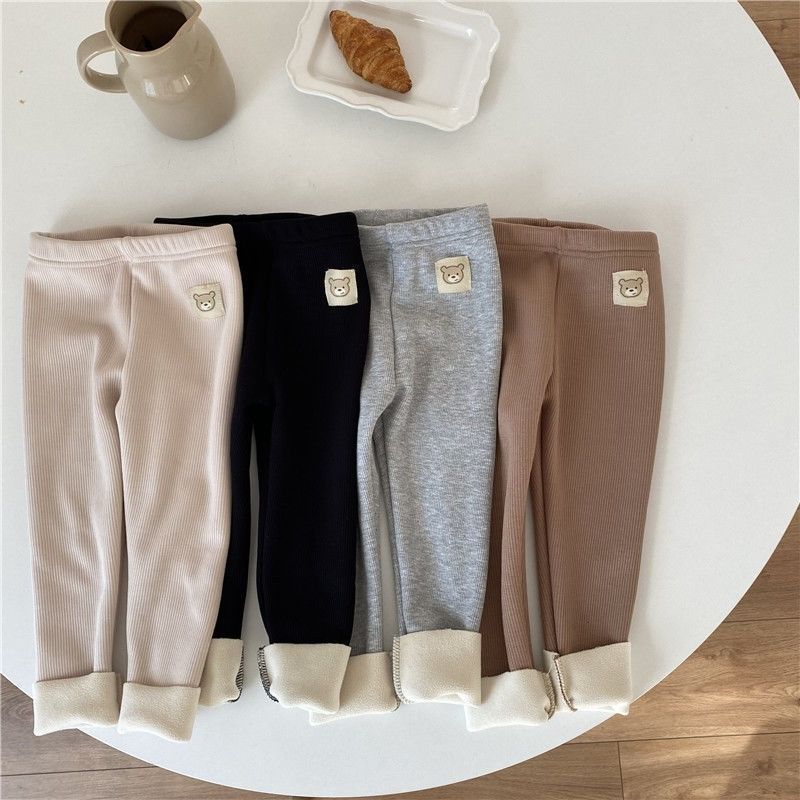 Cozy Wool-Lined Leggings - Korean Style Winter Warmth for Little Ones
