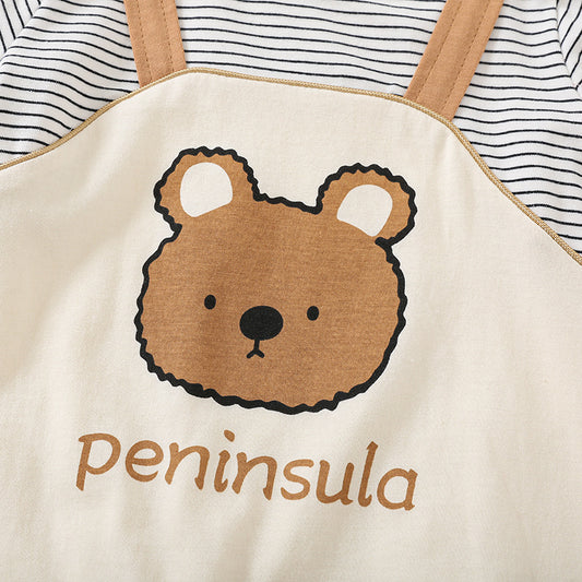 Bear Buddy Jumpsuit - Korean Style Summer Romper for Little Cubs