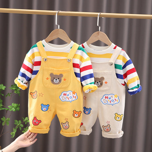 Adorable Plaid Shirt & Suspender Pants Set