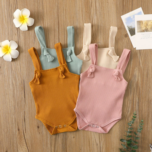 Cotton Hollow Stripe Romper - Breezy Summer Comfort for Little Girls