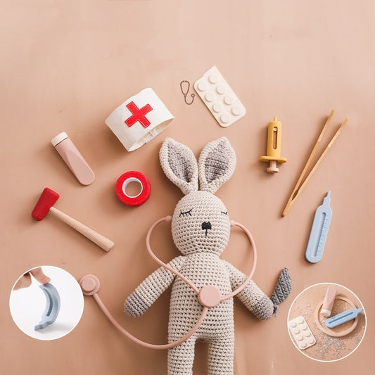 Wooden Doctor Play Set - Interactive Medical Kit for Little Healers