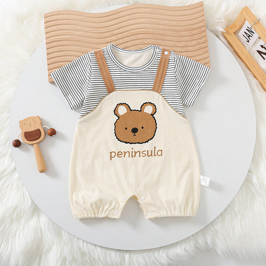 Bear Buddy Jumpsuit - Korean Style Summer Romper for Little Cubs