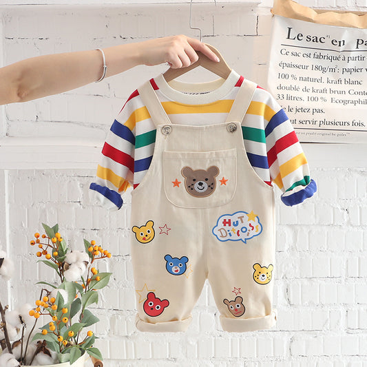 Adorable Plaid Shirt & Suspender Pants Set