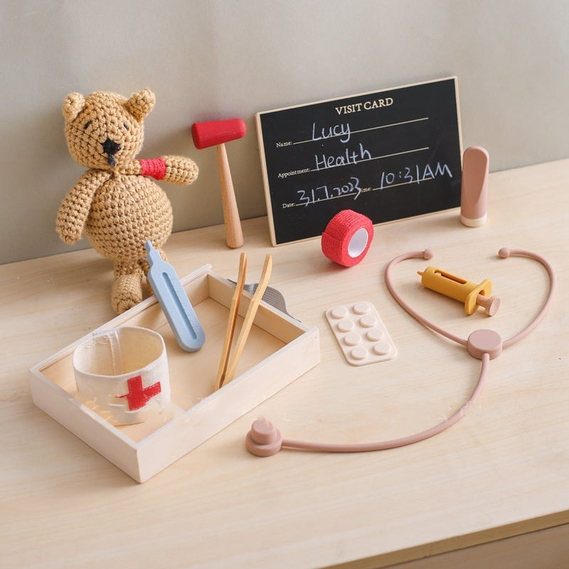 Wooden Doctor Play Set - Interactive Medical Kit for Little Healers
