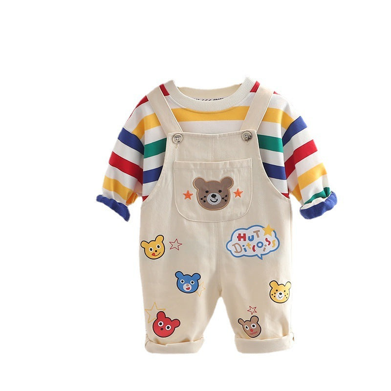 Adorable Plaid Shirt & Suspender Pants Set