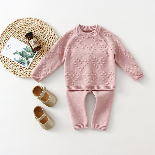 Candy Sweet Knitted Set - European Style Sweater & Pants for Little Girls