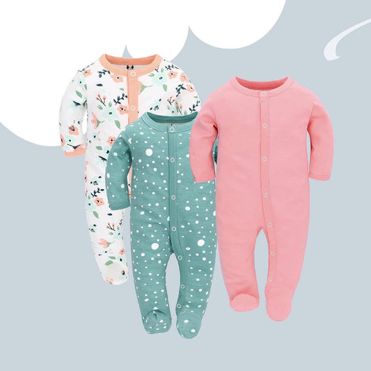 Animal Friends 3-Piece Romper Set - Pure Cotton Comfort for Newborns