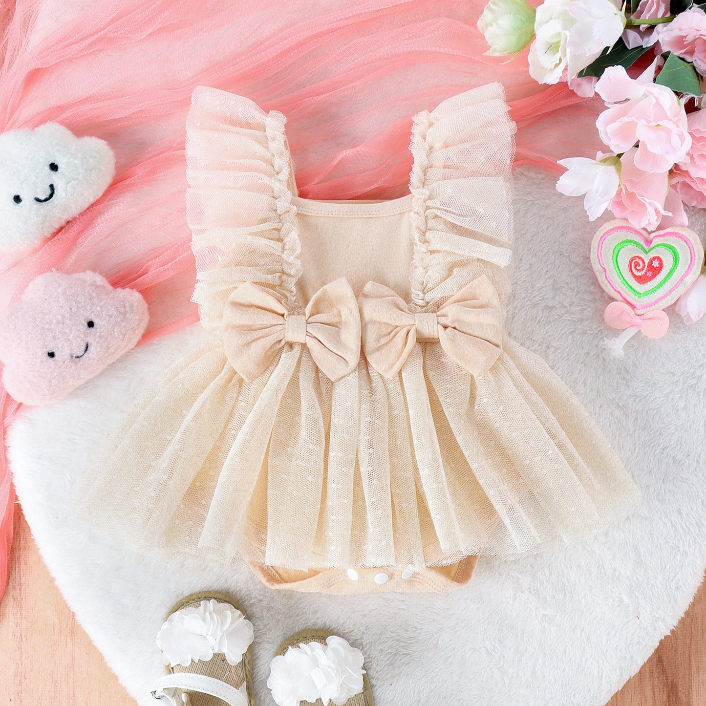 Sweet Triangle Jumpsuit - Sleeveless Summer Romper for Baby Girls