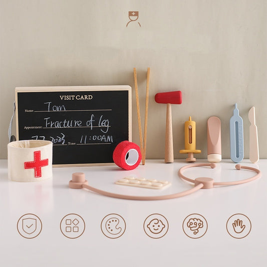 Wooden Doctor Play Set - Interactive Medical Kit for Little Healers