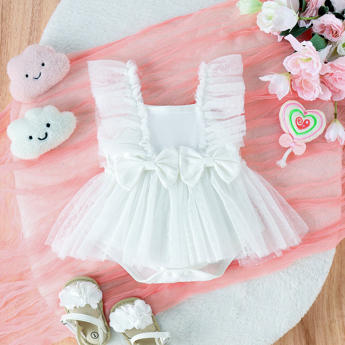 Sweet Triangle Jumpsuit - Sleeveless Summer Romper for Baby Girls