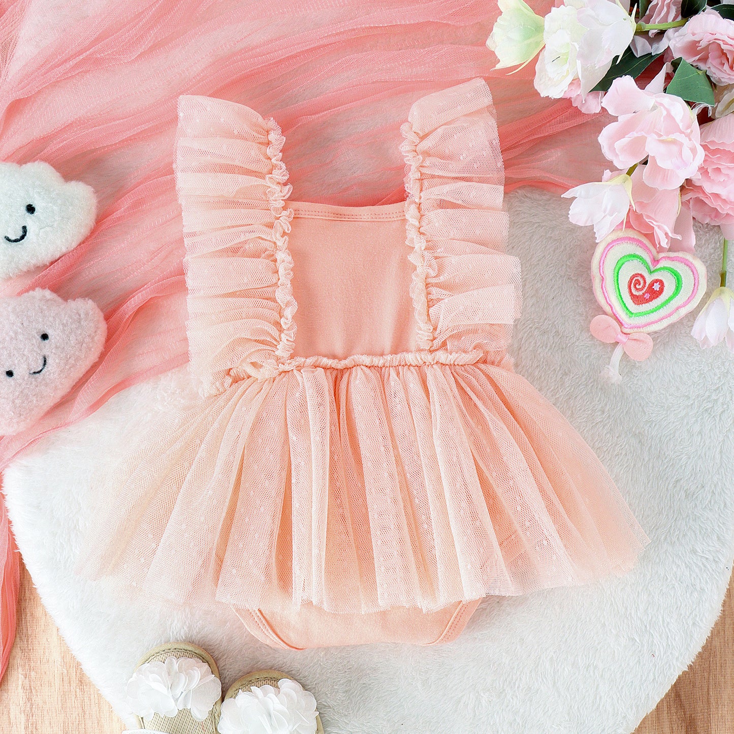 Sweet Triangle Jumpsuit - Sleeveless Summer Romper for Baby Girls