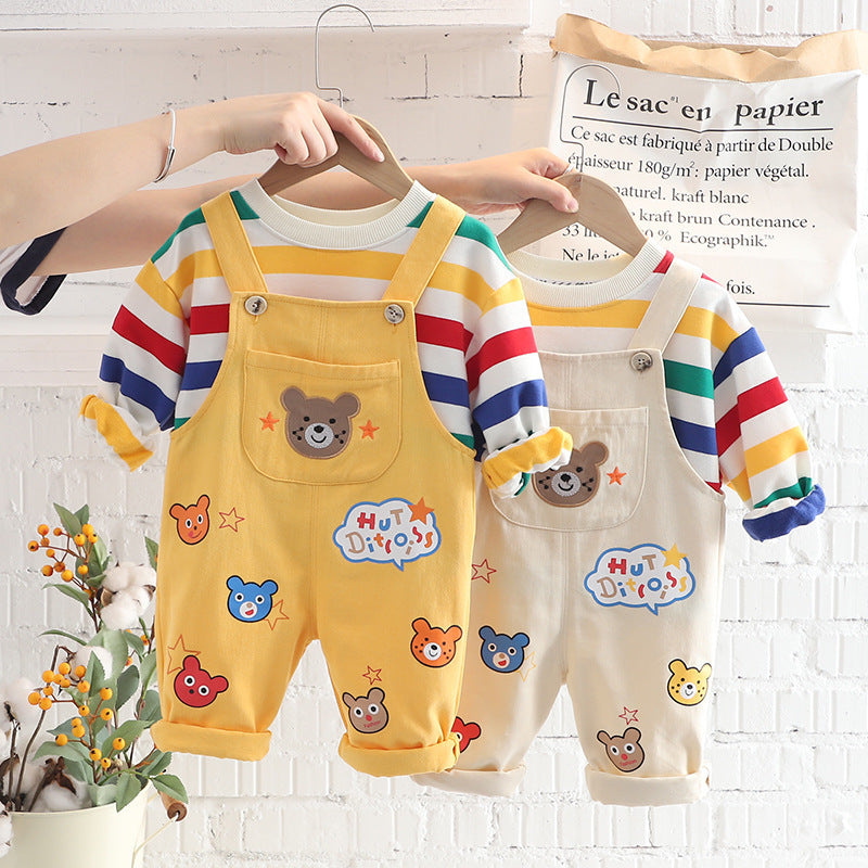 Adorable Plaid Shirt & Suspender Pants Set