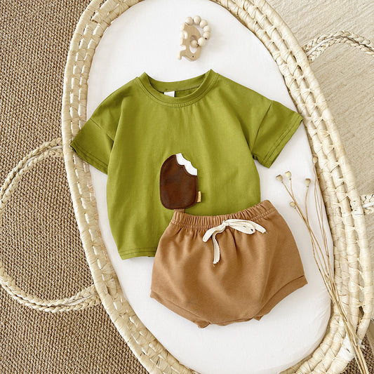Ice Cream Dreams Set - Korean Style Summer Outfit for Little Ones