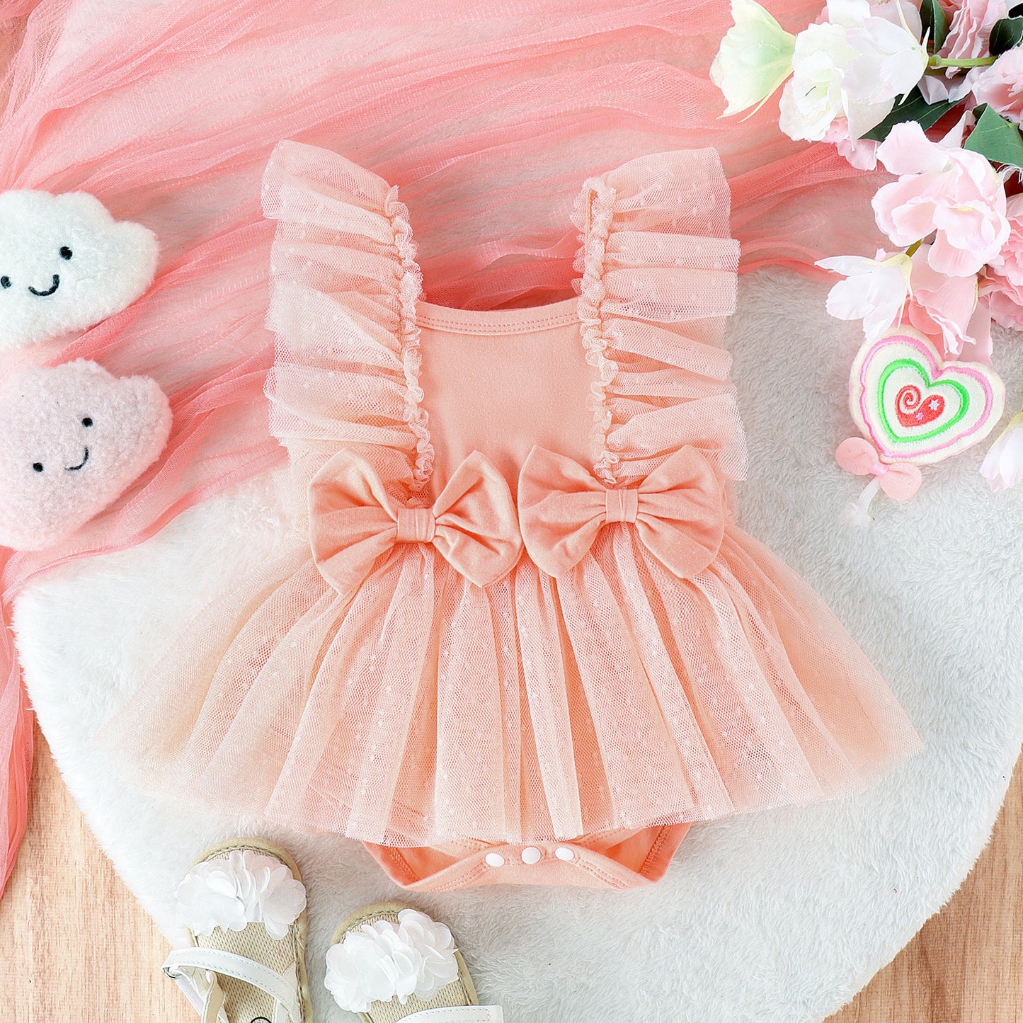 Sweet Triangle Jumpsuit - Sleeveless Summer Romper for Baby Girls